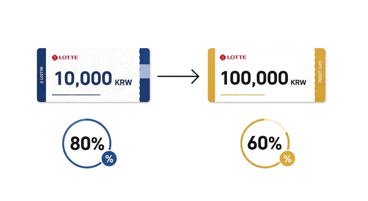 핵심 공식: 60% vs 80% 롯데상품권 현금교환 기준