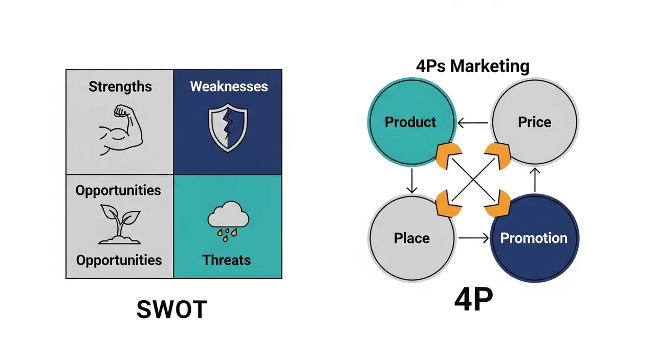 3단계: 핵심 프레임워크를 활용한 데이터 분석 (SWOT & 4P)