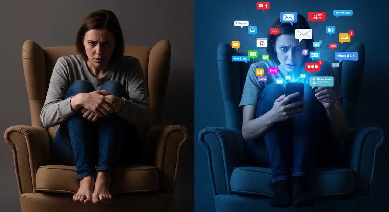 사회적 원인: '항상 연결된' 문화와 사라진 경계