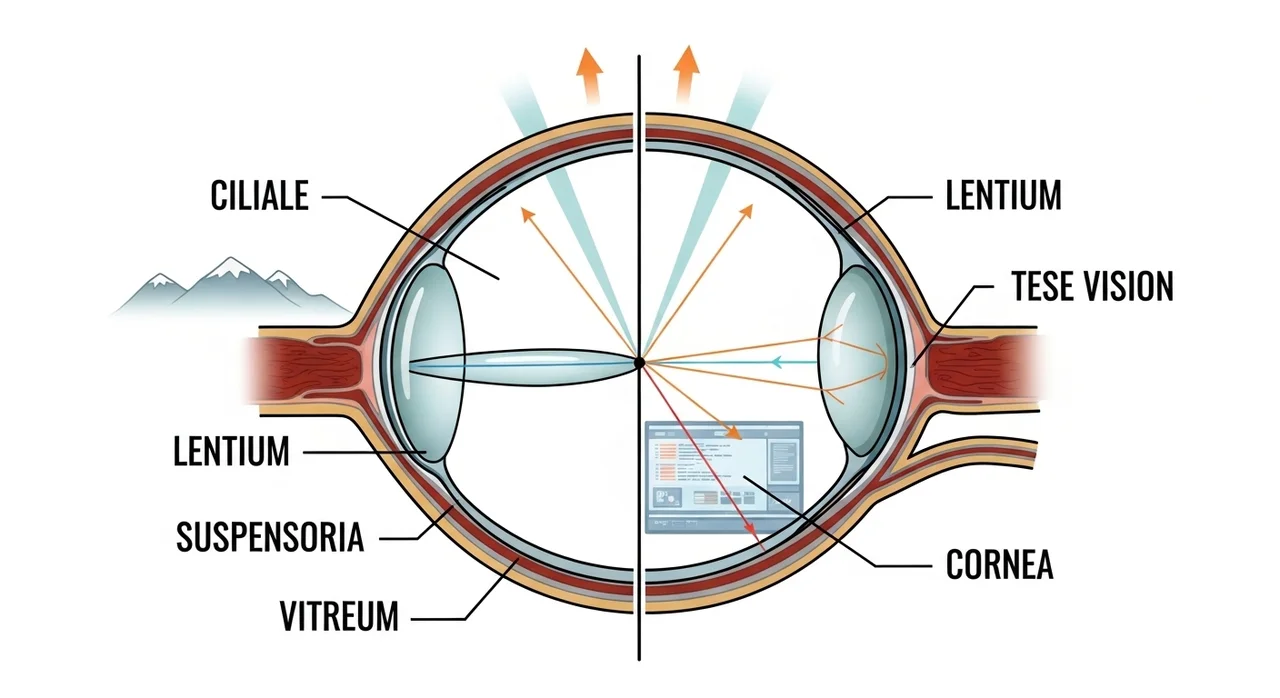 원인 4: 멈춰버린 시선, '근거리 고정'으로 인한 수정체 근육의 과부하