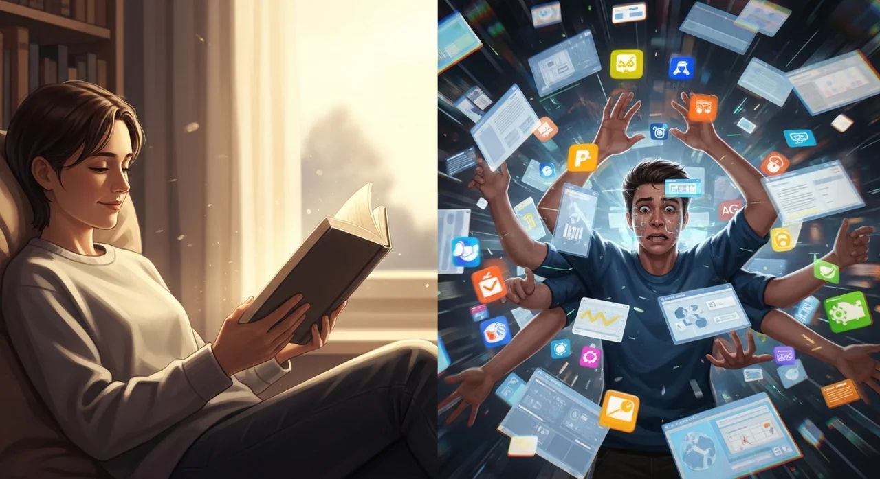 핵심적인 디지털 과부하 이유 2: 정보의 홍수와 멀티태스킹의 함정