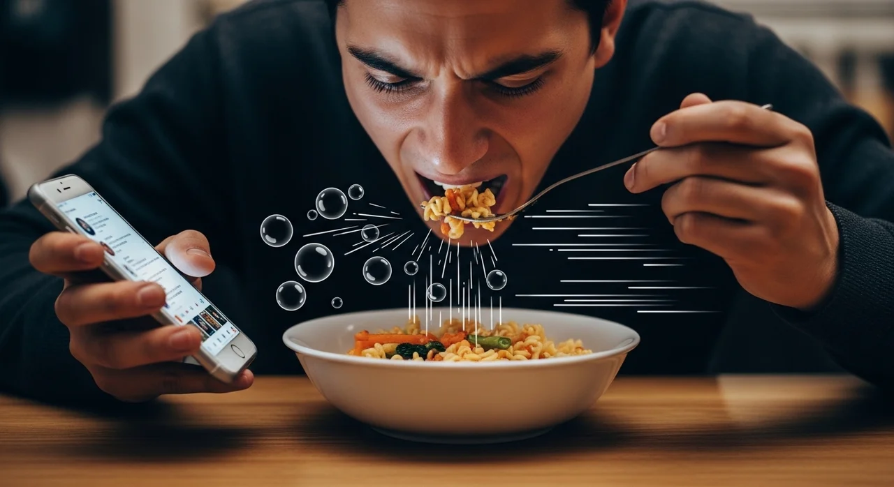 요즘 배에 가스 차는 이유 1: 잘못된 식습관과 공기 흡입