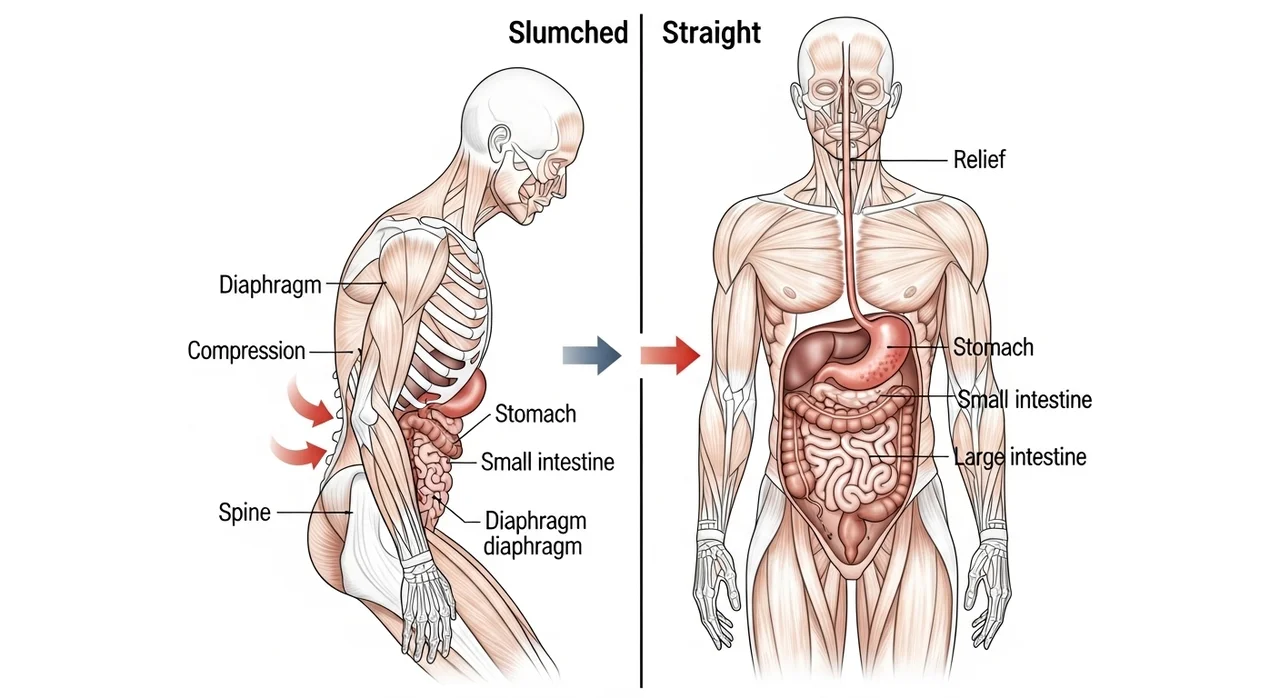 만성 소화불량의 숨겨진 원인, 구부정한 자세