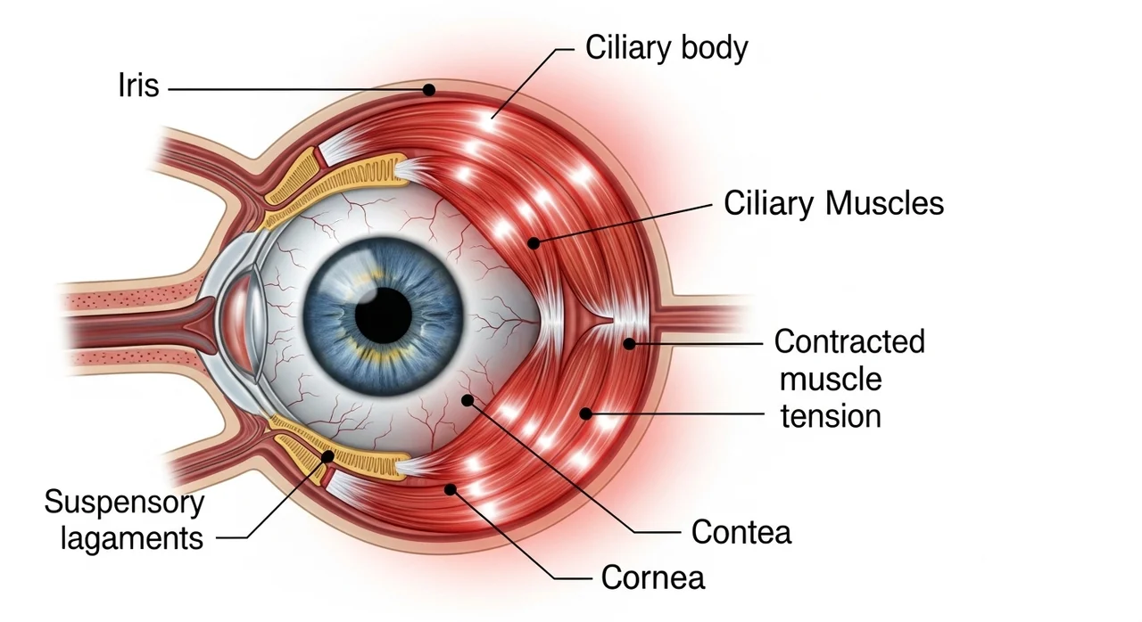화면 오래 못보는 이유 3: 고정된 초점 거리와 근육 경직